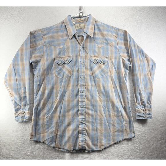 dee cee Other - Vintage Dee Cee Pearlsnap Sawtooth Button Up Plaid Mens Size 17-35